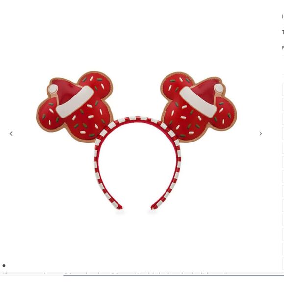 Disney Gingerbread Cookie Mickey Ears Headband Christmas 2021 Red & White New - Picture 1 of 3